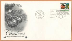 US 1987 V.F. FDC The Postal Commemorative Society Cristmas Season's Greetings 