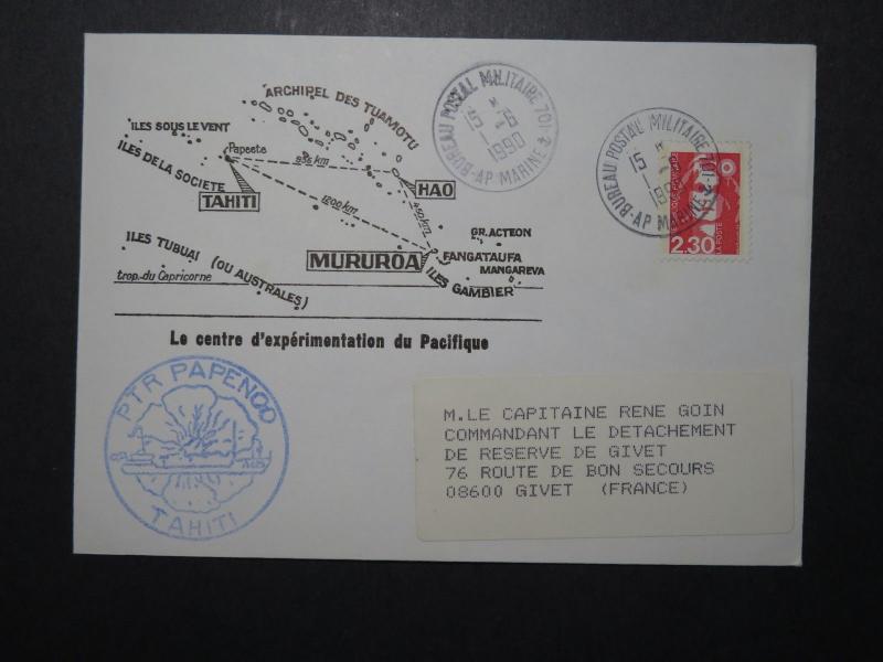 French Polynesia 1990 PTR PAPENOO Military Ship Cover (II) - Z11081