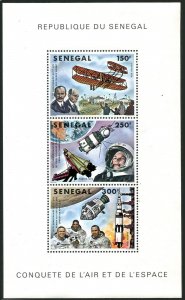 Senegal 494 sheet, MNH. Mi 683-685 Bl.33. Wright Brother flight-75, 1978. Space.