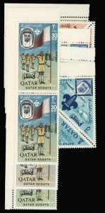 Qatar #53-60 Cat$98.60, 1965 Boy Scouts, complete set in pairs, never hinged