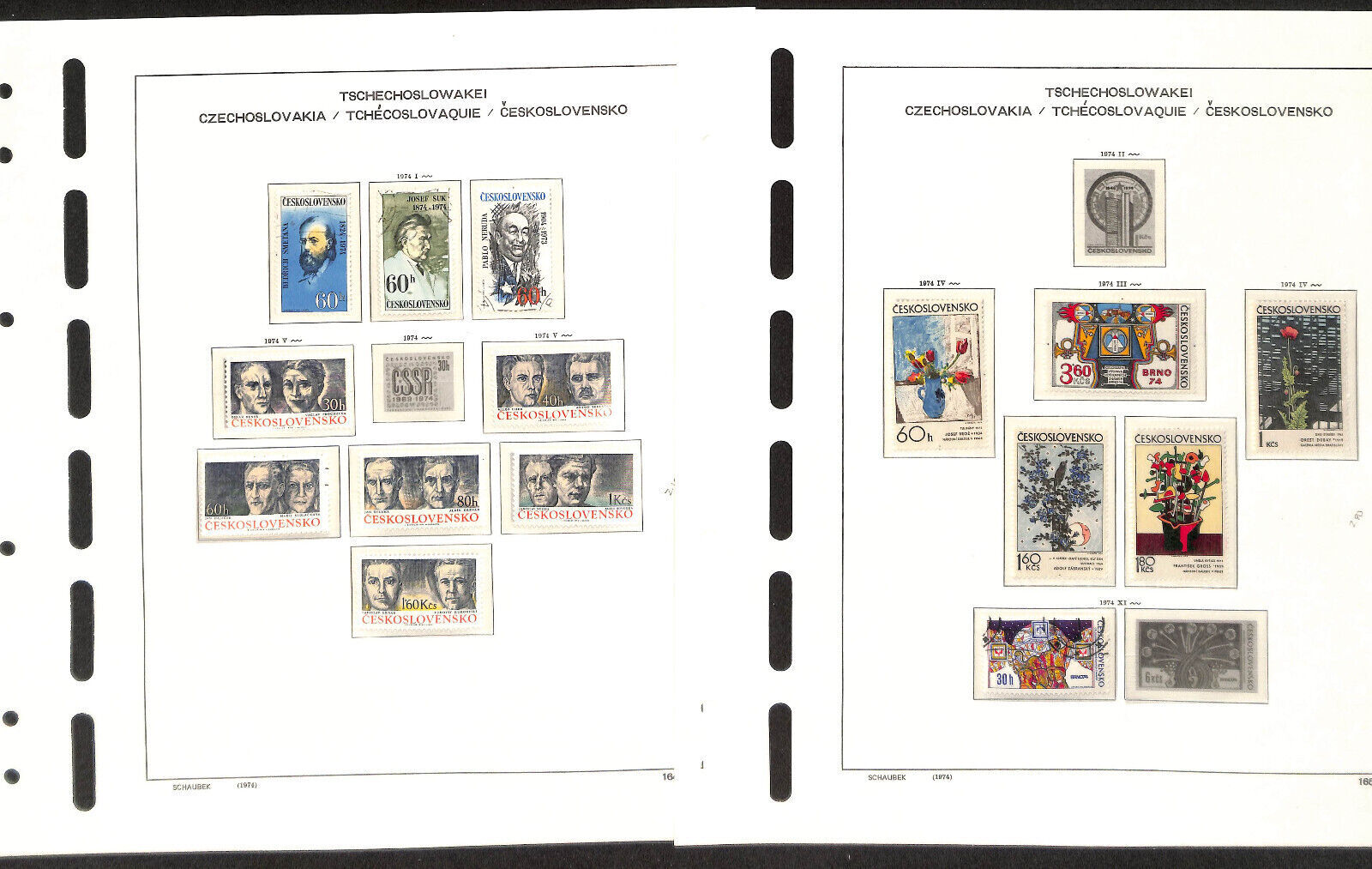 Czechoslovakia Stamp Collection In Schaubek Hingless Album Pages Europe Czech