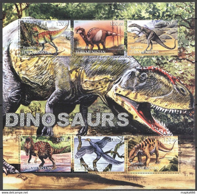 2001 Turkmenistan Dinosaurs Prehistoric Animals Kb ** Ja594