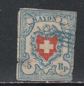 Switzerland # 10, Cross in Shield, used, Has a tear, selling at 10% of catalogue