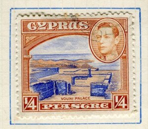 CYPRUS; 1938 early GVI pictorial issue fine used 1/4Pi. value