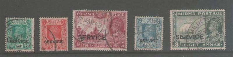 Burma 1939 SG O19-O23 FU