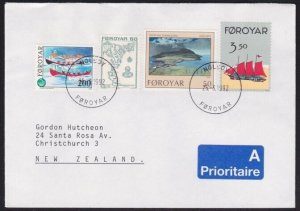 FAROE ISLANDS 1992 cover ex NOLSOY to New Zealand..........................B3739