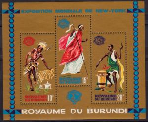 XG-A206 BURUNDI - Costumes, 1965 New York Philatelic Expo Golden MNH Sheet