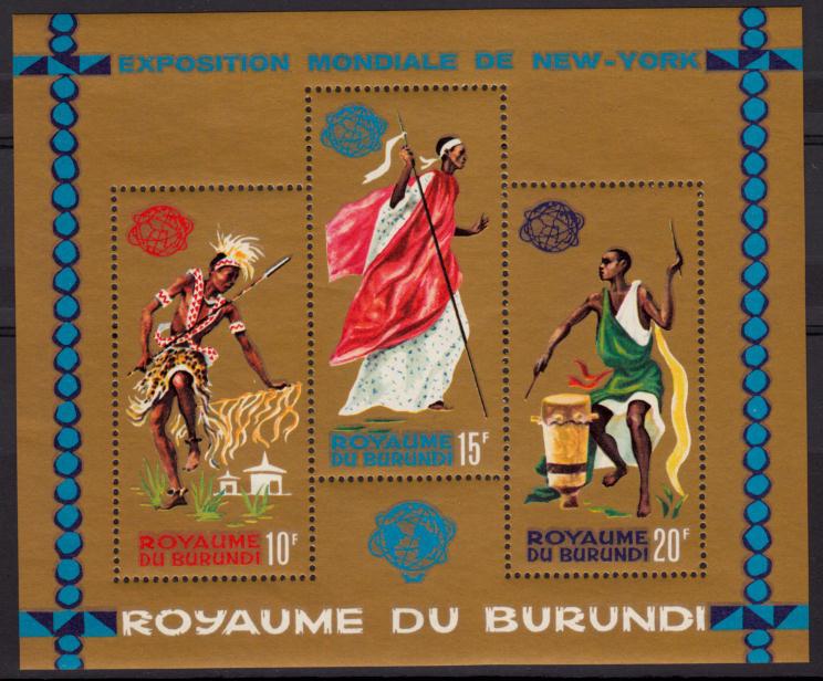 XG-A206 BURUNDI - Costumes, 1965 New York Philatelic Expo Golden MNH Sheet