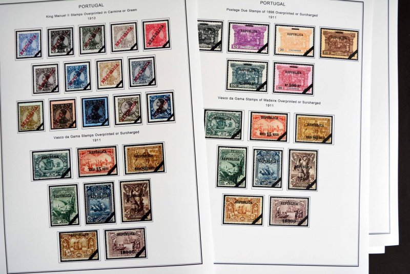 COLOR PRINTED PORTUGAL [CLASS] 1853-1941 STAMP ALBUM PAGES (58 illustr. pages)
