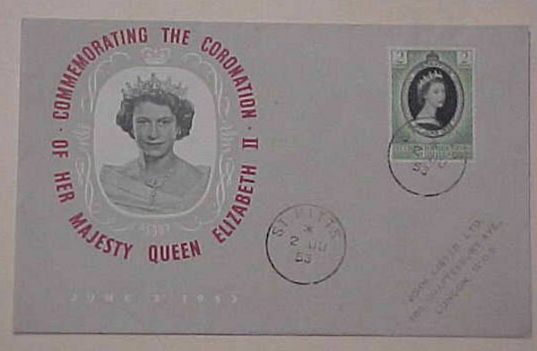 ST. KITTS FDC QUEEN ELIZABETH II CORONATION 1953  CACHET ADDRESSED