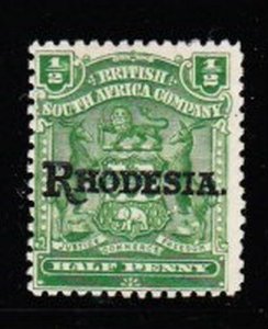 Album Treasures  Rhodesia Scott #  82  1/2p  Rhodesia Overprint  Mint Hinged