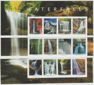 5800 (A-L), Set of 12 stamps.  Waterfalls , MNH, Forever