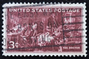 U.S. Used Stamp Scott #949 3c Doctor, Superb Jumbo. Lovely Slogan Cancel. A Gem!