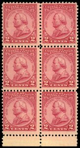 US Sc 689 MNH BLOCK of 6 - 1930 2¢ - Gen. von Steuben