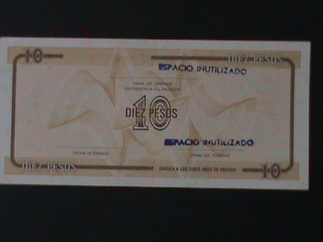 ​CUBA-NATIONAL BANK OF CUBA-$10-PESO-TOURIST EXCHANGE CERTIFICATE-UNC-VF-RARE