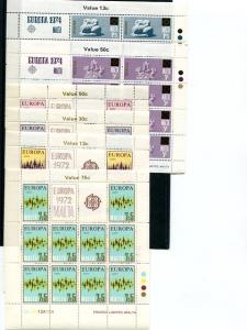 Malta 1972-1979  Europa 25  mini sheets   Mint VF NH