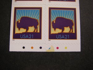 BK282B, Scott 3484b,c, 21c Bison, #P111111, MNH Booklet, adhesion issue