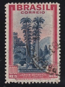 Brazil 1937 10000r Lake & Indigo Botanical Garden Used. Scott 449