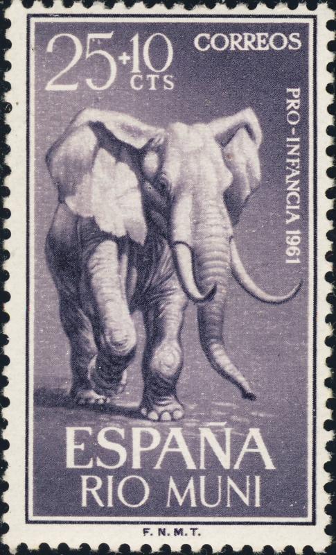 RIO MUNI - 1961 Mi.19 25+10c Elephant (Loxodonta Africana) - pro Infancia Mint*