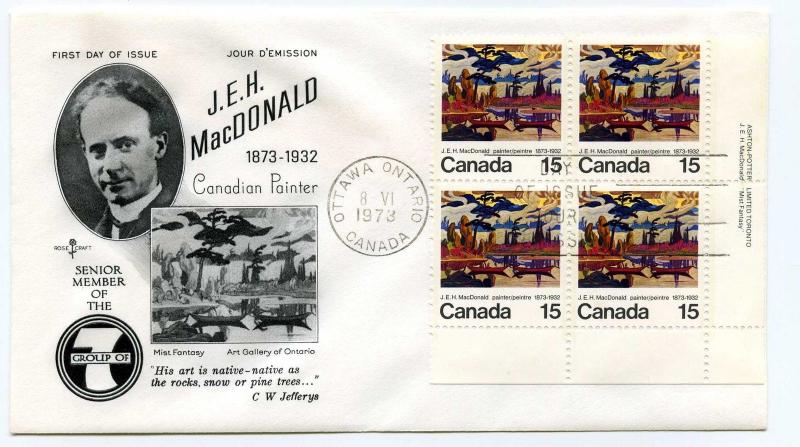 Canada 617 J. E. H. MacDonald, RoseCraft, MI4, FDC