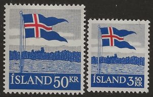 Iceland 313-14  1958  2 values  fvf  mint   hinged