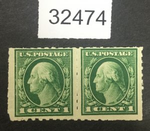 US STAMPS #408  MINT OG NH PAIR VAR. ROULETTED  LOT #32474