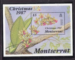 Montserrat-Sc#662-unused NH sheet-Flowers-Orchids-Christmas-1987-