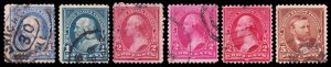 United States Scott 246-247, 249-250, 252, 255 (1894) Used G-F CV $43.00 W