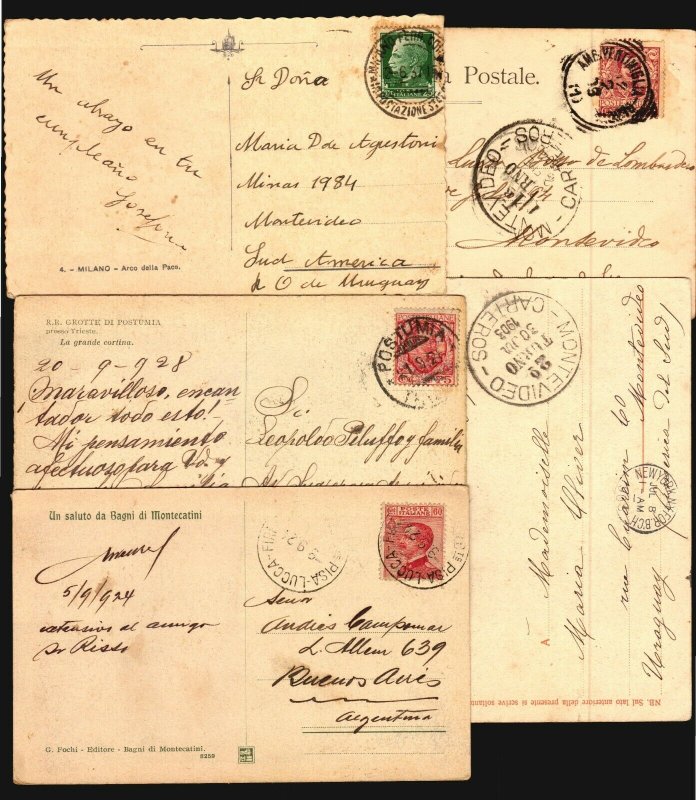 Italy 5 old ca1900 postcards with unusual postmarks TPO & cancel ambulante etc