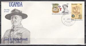 Uganda, Scott cat. 970-971. Scout Baden Powell - YMCA Founder. First Day Cover.^