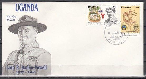 Uganda, Scott cat. 970-971. Scout Baden Powell & YMCA Founder. First Day Cover