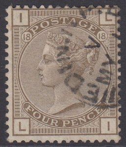 SG 160 4d grey-brown plate 18. Very fine used part CDS, leaving Queens profile..