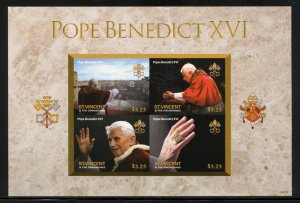 SPECIAL ST. VINCENT GRENADINES POPE BENEDICT XVI IMPERF SHEET & S/S MINT NH