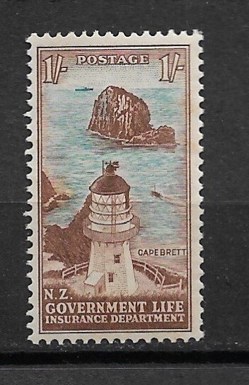 1947 New Zealand #Oy36 Life Insurance Lighthouses: Cape Brett MNH