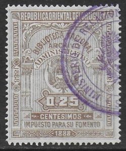 Uruguay 1900 Revenue Promotion Tax 25c Brown VF Used-