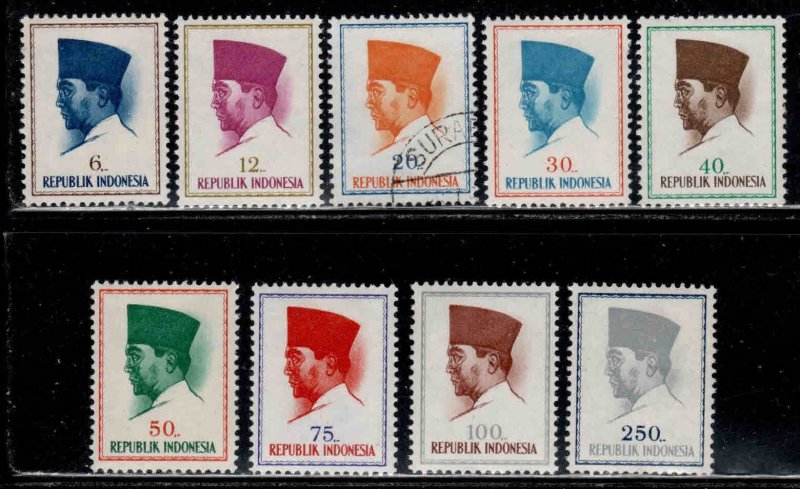 Indonesia #616-25 ~ Short Set 9 of 10 ~  Sukarno ~ M, Unused, Used, MX  (1964)