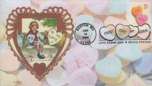 Compuchet Printed FDC for the 2004 37c Candy Hearts Love Stamp