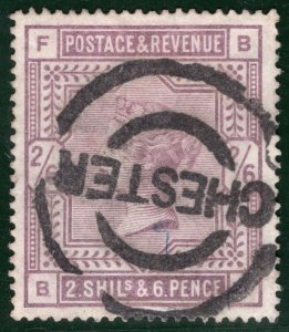 GB QV High Value SG.178 2s/6d Lilac *CHESTER* Target Circular Used c£160 REDG81