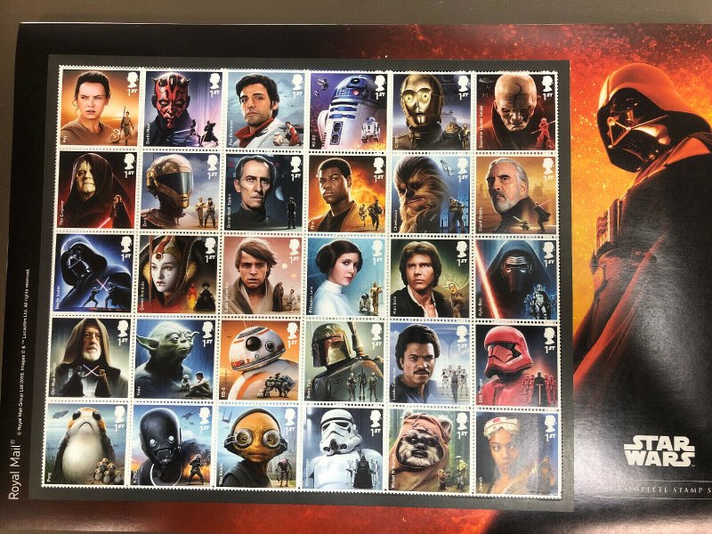 2019 Star Wars Great Britain Complete Stamp Set of 30 MNH 