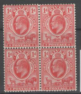 ORANGE FREE STATE SG140 1903 1d SCARLET MTD MINT BLOCK OF 4