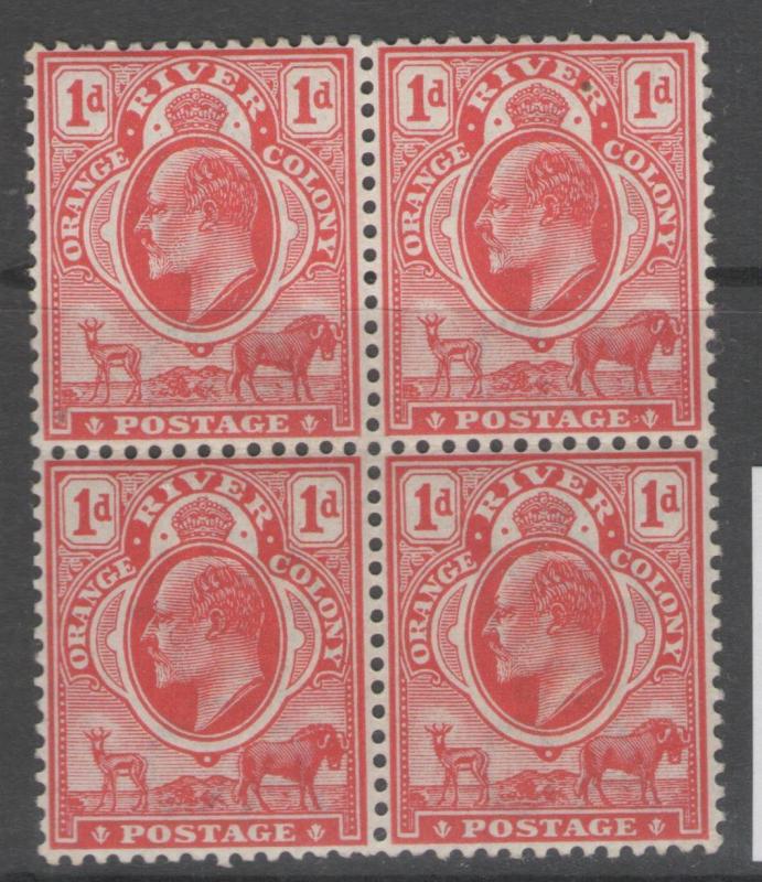 ORANGE FREE STATE SG140 1903 1d SCARLET MTD MINT BLOCK OF 4 