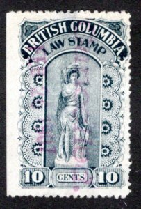 van Dam BCL16a British Columbia Law Stamp - 10c - Fourth Series 1905-12 -pinperf