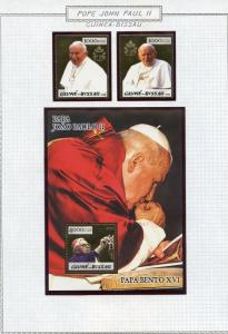 POPE JOHN PAUL II LOT GUINEA BISSAU  OF STAMPS AND SOUVENIR SHEETS  MINT NH 