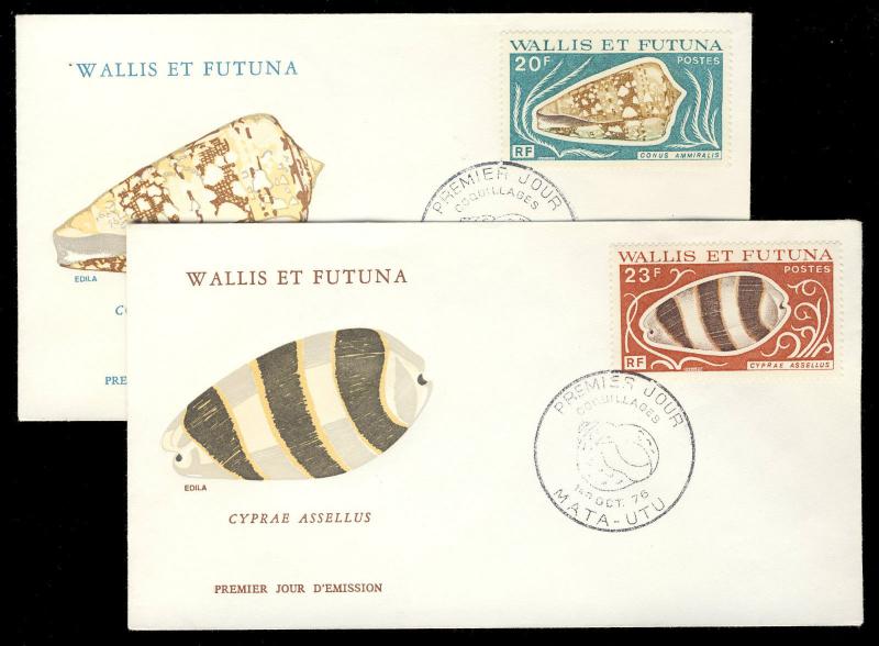 WALLIS & FUTUNA - 1976 - 20fr & 23fr SHELLFISH FDCs Scott 189/190 YV192/3 (0389)