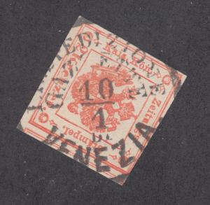 Lombardy-Venetia Sc PR2 used. 1859 2kr red newspaper stamp, SON Venezia cancel