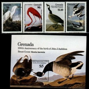 AUDUBON by Grenada MNH  Scott # 1352-56 Value $ 29.25