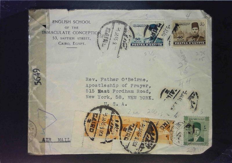 Egypt 1945 Censored Cover to USA - Z1597