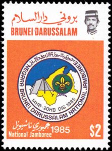 Brunei #330-332, Complete Set(3), 1985, Boy Scouts / Jamborees, Never Hinged