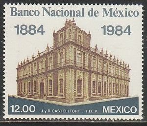 MEXICO 1349, CENTENARY BANCO NACIONAL DE MEXICO (BANAMEX). MINT, NH. VF