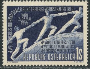 AUSTRIA Sc#605 1955 Trade Unions Conference Complete OG Mint Hinged